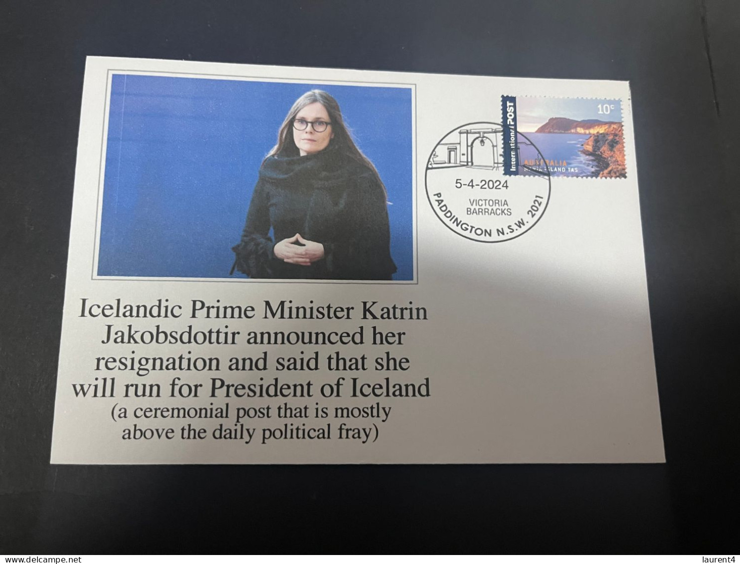 8-4-2024 (1 Z 22) Iceland Prime Minister Katrin Jakobsdottir Announce She Resign From Her Position - Cartas & Documentos