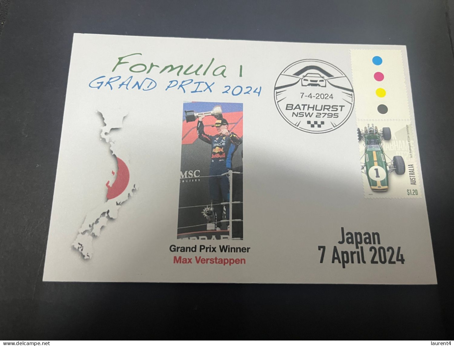 8-4-2024 (1 Z 22) Formula One - 2024 Japan Grand Prix - Winner Max Verstappen (7 PAril 2024) Formula 1 Stamp - Cars