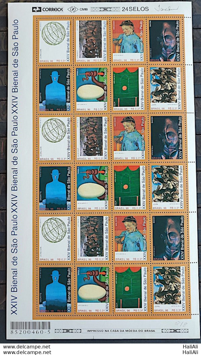 C 2159 Brazil Stamp Biennial Of Sao Paulo Van Gogh Arte 1998 Complete Series Sheet - Unused Stamps