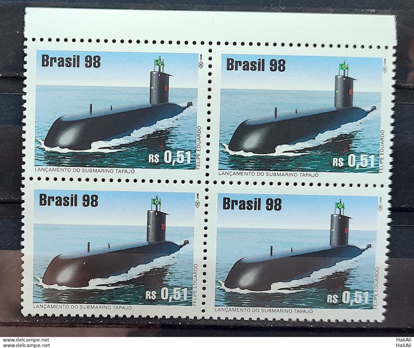 C 2140 Brazil Stamp Submarine Ship Tapajos Military Flag 1998 Block Of 4 - Unused Stamps