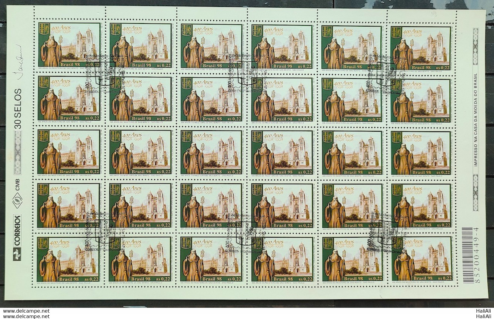 C 2142 Brazil Stamp Monastery Of Sao Bento Church Religion 1998 Sheet CBC SP - Unused Stamps