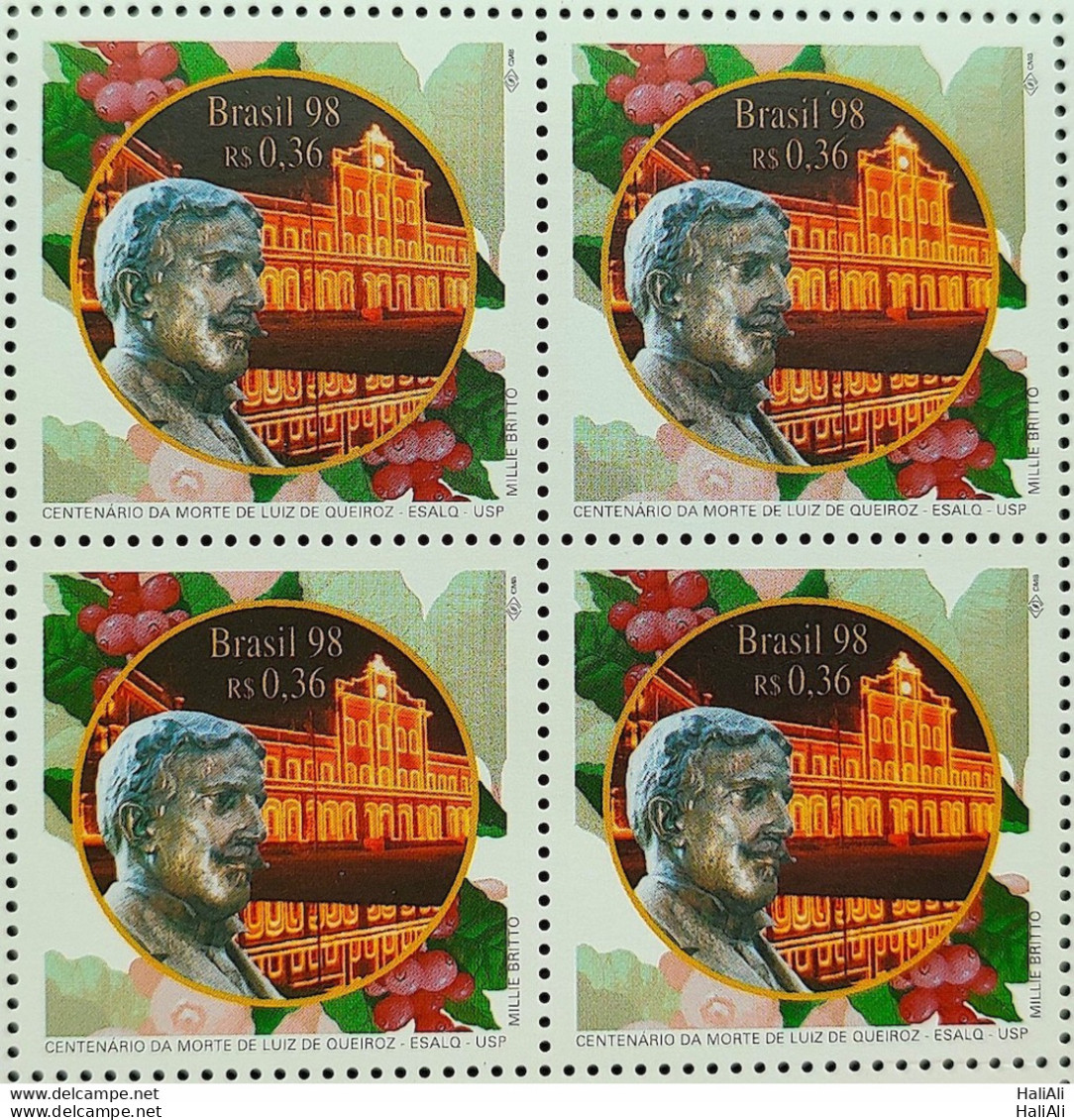 C 2141 Brazil Stamp Luiz De Queiroz Esalq Education Agriculture USP 1998 Block Of 4 - Unused Stamps