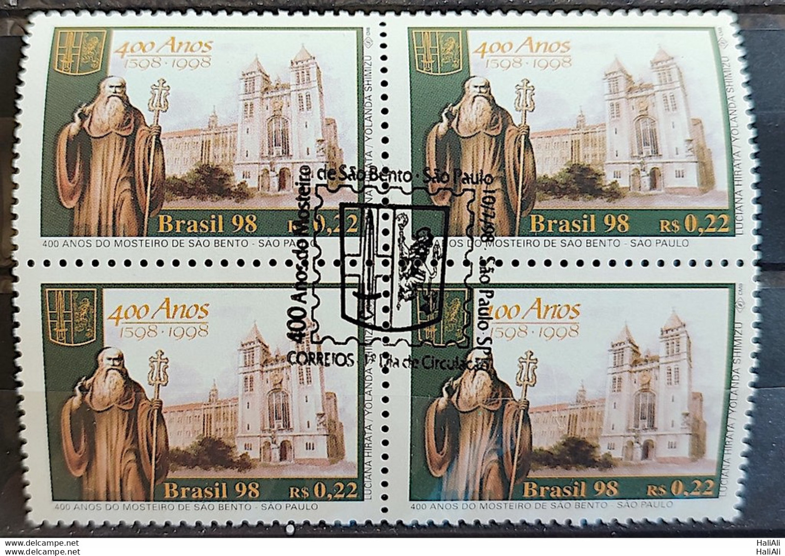 C 2142 Brazil Stamp Monastery Of Sao Bento Church Religion 1998 Block Of 4 CBC SP - Unused Stamps