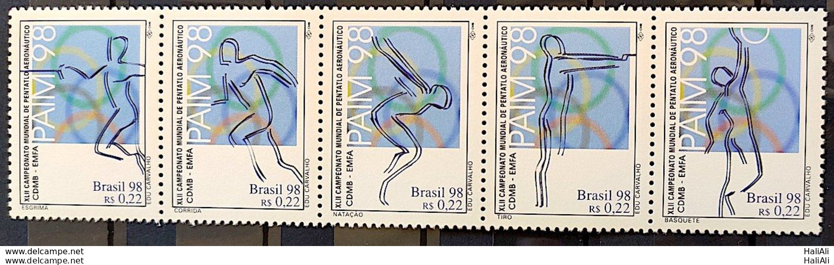 C 2153 Brazil Stamp Seal Aeronautical Pentathlon Fencing Swimming Shooting Racing Basketball Military Sport 1998 - Unused Stamps