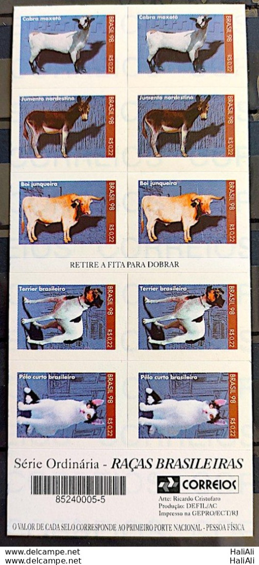 CD 24 Brazil Stamp Breeds Goat Donkey Ox Cow Dog Cat 1998 - Unused Stamps