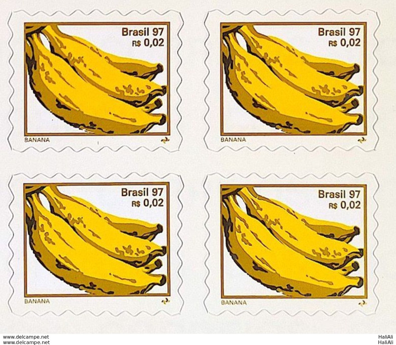 Brazil Regular Stamp 750 B3 Banana Fruit Perce In Wave 1998 Block Of 4 - Unused Stamps