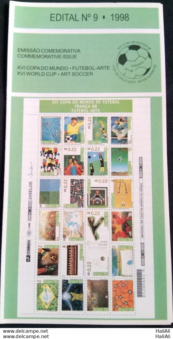 Brochure Brazil Edital 1998 09 Soccer Football World Cup Without Stamp - Briefe U. Dokumente