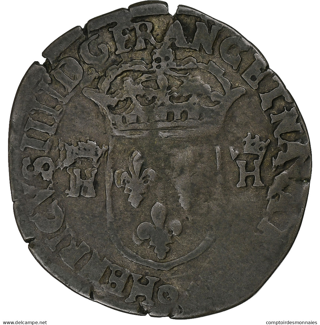 France, Henri IV, Douzain Aux 2 H Couronnés, 1593, Clermont-Ferrand, Billon - 1589-1610 Henri IV Le Vert-Galant