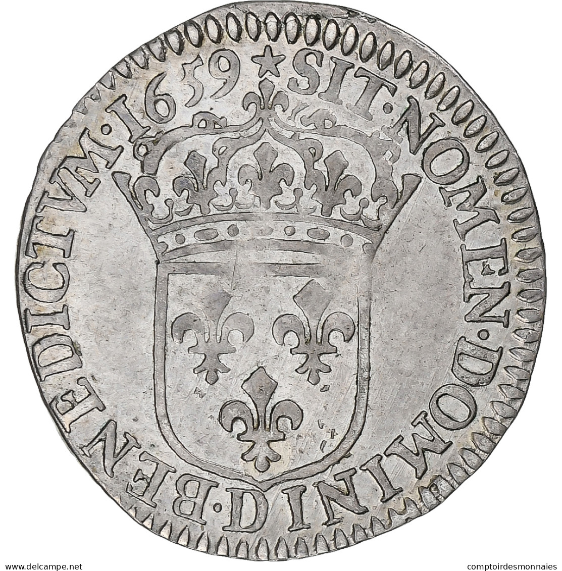 France, Louis XIV, 1/12 Ecu à La Mèche Longue, 1659, Lyon, Argent, TTB - 1643-1715 Luis XIV El Rey Sol