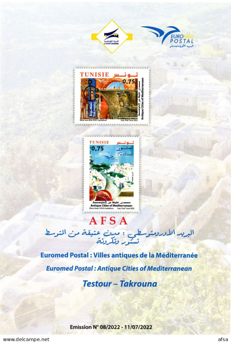 Flyer -EUROMED POSTAL 2022 In 3 Languages (Englich- Arabic-French) 3 SCANS - Tunesien (1956-...)