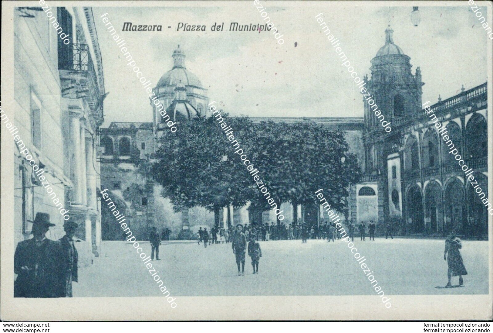Cl443 Cartolina Mazzara Piazza Del Municipio Provincia Di Trapani Sicilia - Trapani