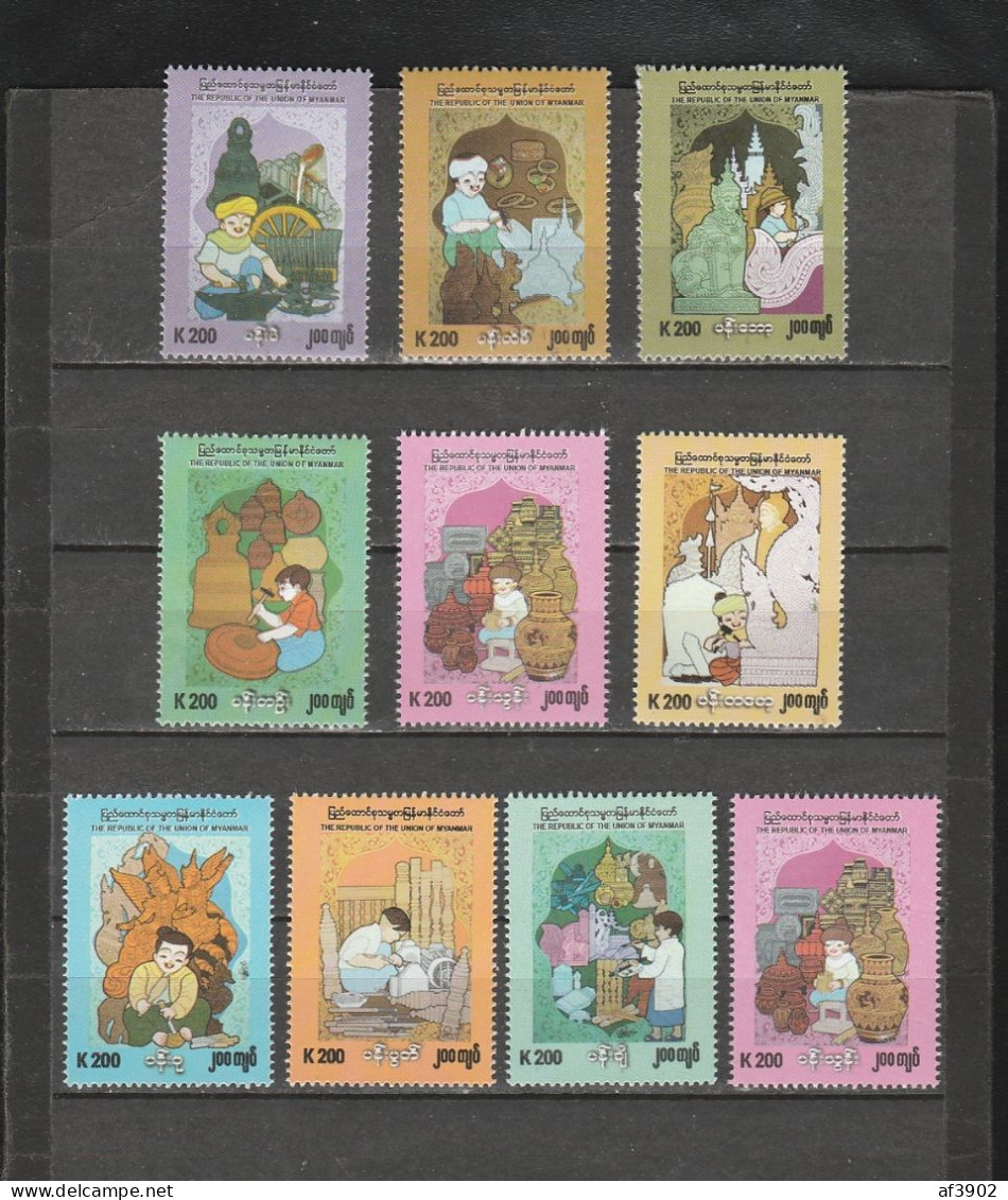 BURMA/MYANMAR STAMP 2021 ISSUED 10-SCULPTURE PREFESSIONS COMMEMORATIVE COMPLETE SET, MNH - Myanmar (Birmanie 1948-...)