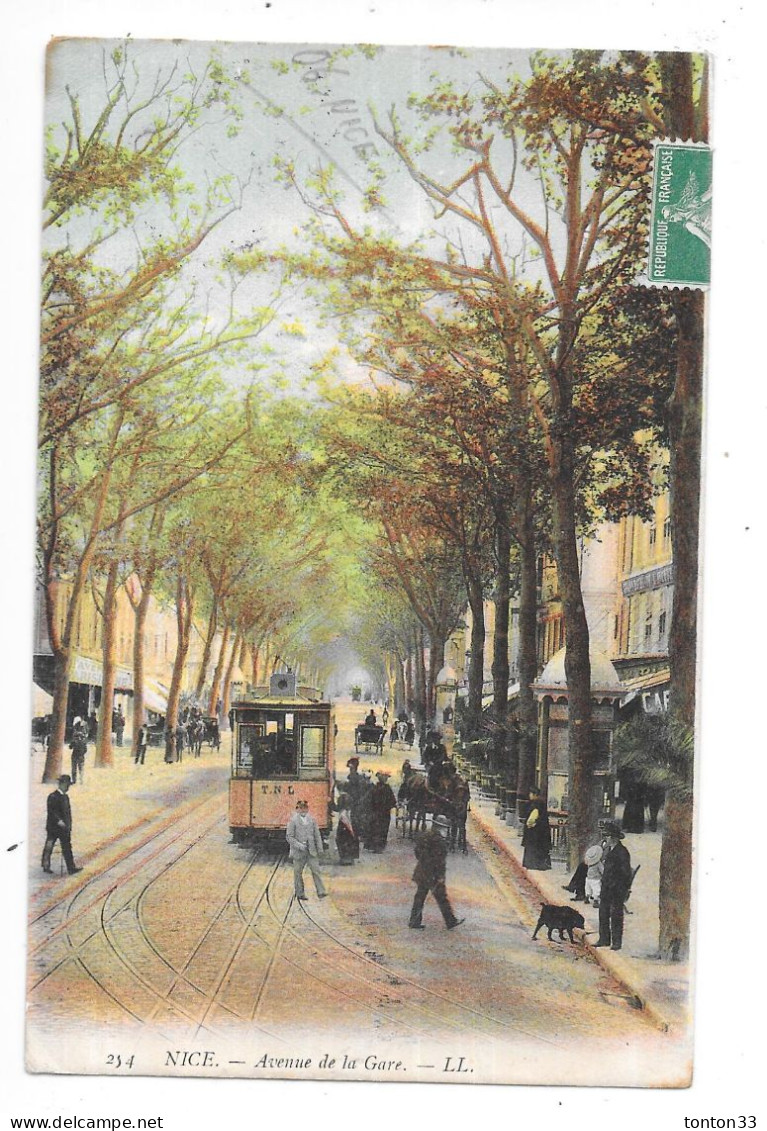 NICE - 06 -  CPA COLORISEE - Avenue De La Gare - Tramway Au 1er Plan - TOUL 5 - - Transport Ferroviaire - Gare