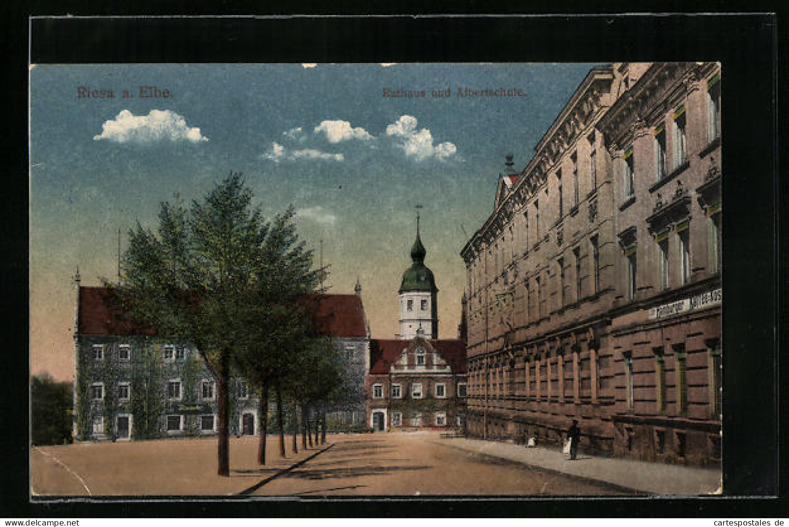 AK Riesa A. Elbe, Rathaus Und Albertschule  - Riesa