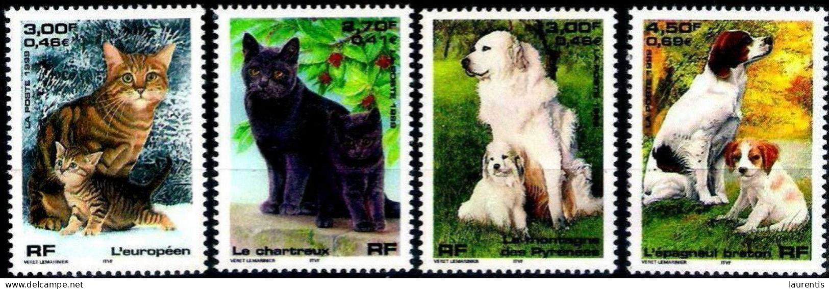 222  Cats - Chats - Dogs - Chiens - France 1999 - MNH - 2,25 - Hauskatzen