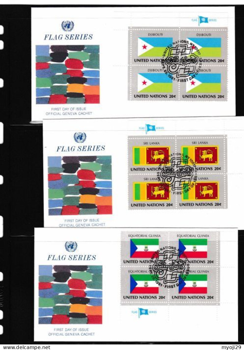 1980s Flag Series United Nations Cover 6 Pieces - Sobres