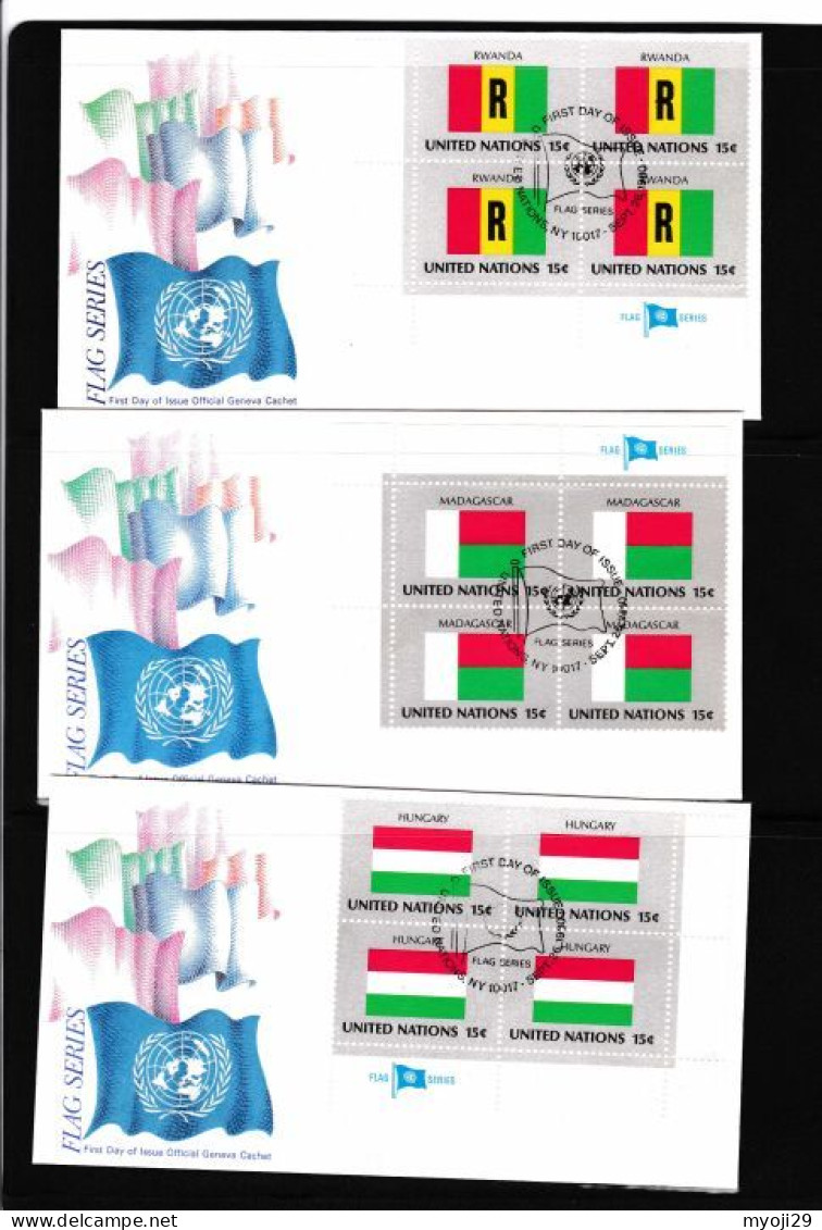 1980s Flag Series United Nations Cover 7 Pieces - Enveloppes