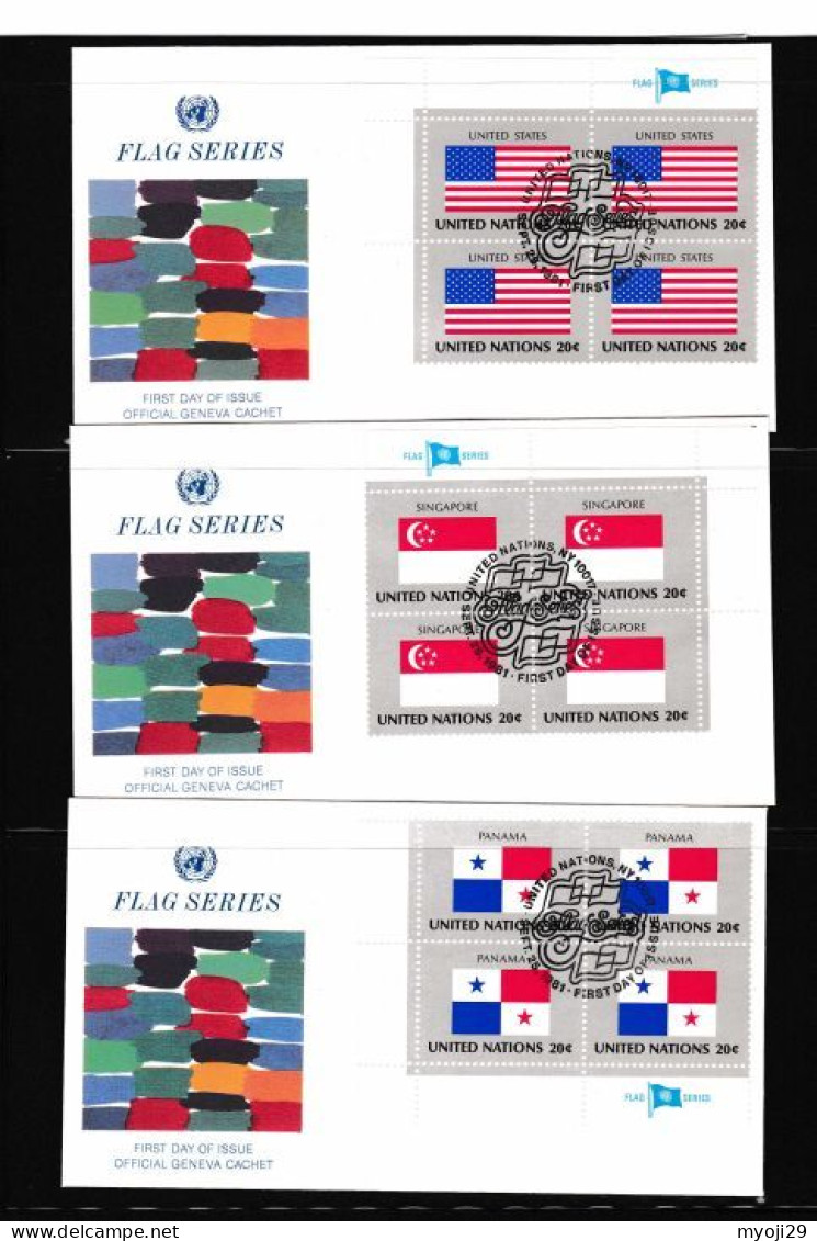 1980s Flag Series United Nations Cover 9 Pieces - Sobres