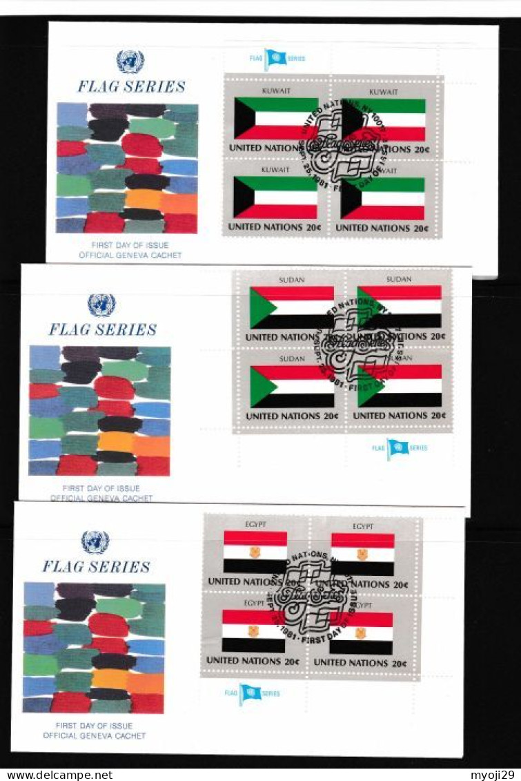 1980s Flag Series United Nations Cover 9 Pieces - Enveloppes