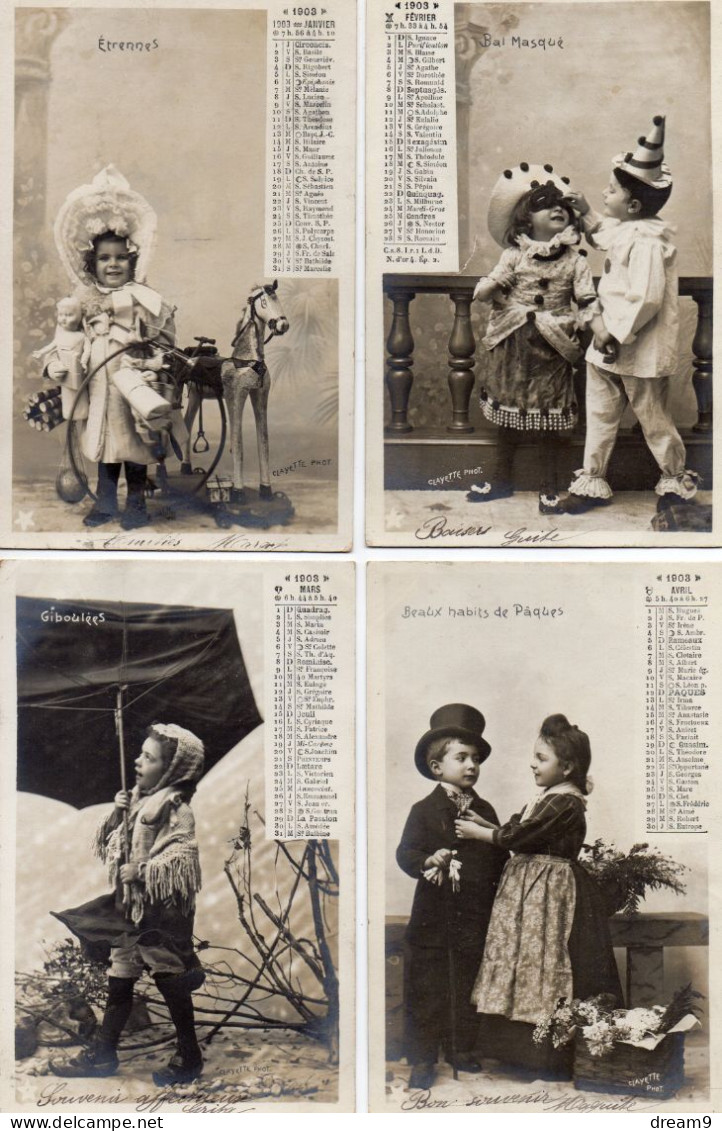 ENFANT - Serie Complète De 12 Cartes - Les 12 Mois De L'Année 1903 - Collections, Lots & Séries