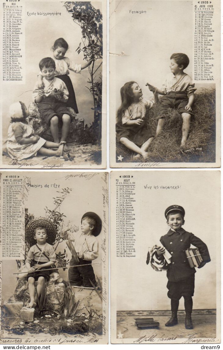 ENFANT - Serie Complète De 12 Cartes - Les 12 Mois De L'Année 1903 - Colecciones, Lotes & Series