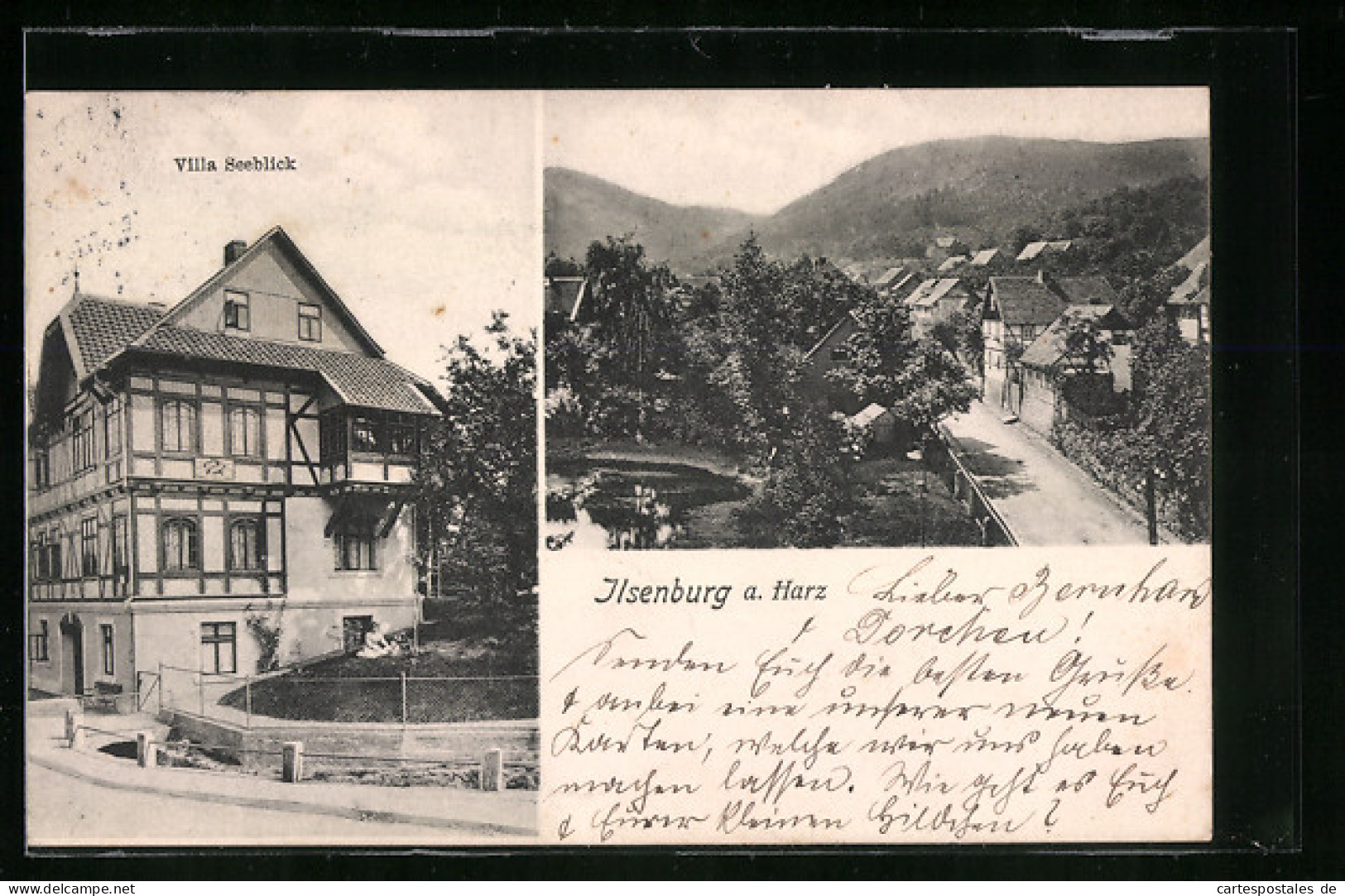 AK Ilsenburg A. Harz, Hotel Villa Seeblick, Strassenpartie Aus Der Vogelschau  - Ilsenburg