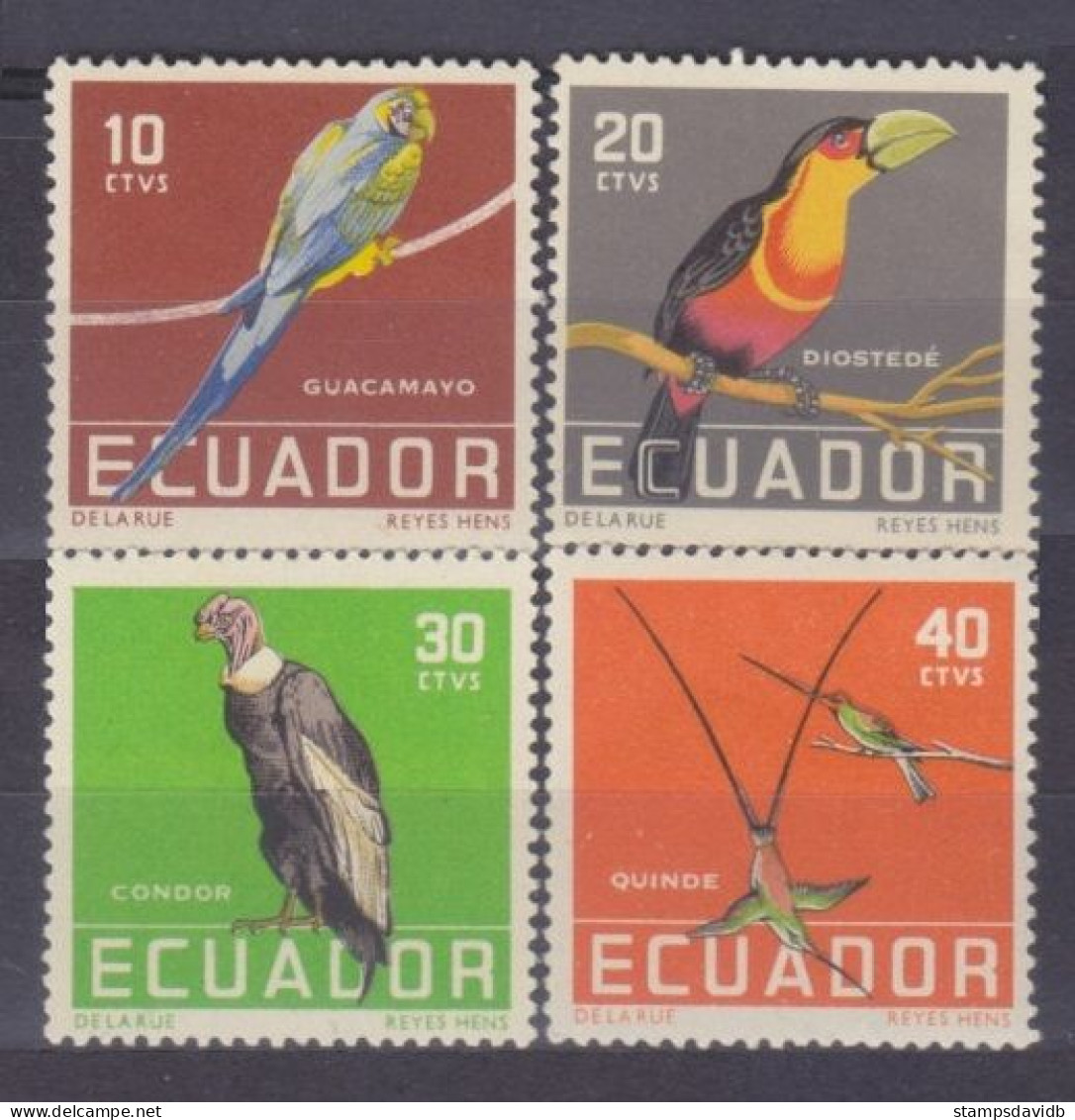 1958 Ecuador 956-959 Birds 10,00 € - Papegaaien, Parkieten