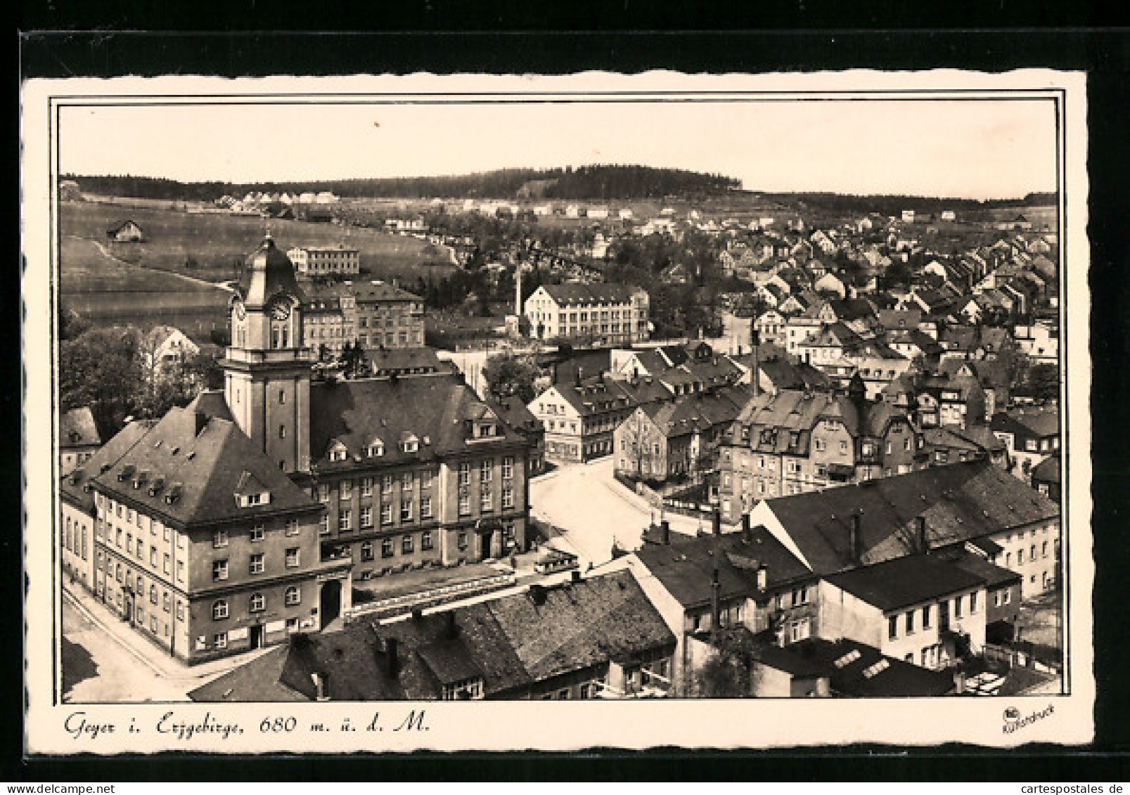 AK Geyer I. Erzgeb., Blick über Die Stadt Und Auf Das Hotel Ratskeller  - Geyer