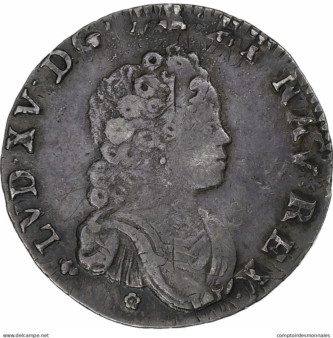 France, Louis XV, 1/10 Écu Vertugadin, 1716, La Rochelle, Réformé, Argent - 1715-1774 Luigi XV Il Beneamato