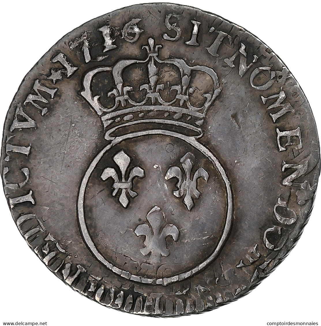 France, Louis XV, 1/10 Écu Vertugadin, 1716, La Rochelle, Réformé, Argent - 1715-1774 Louis XV Le Bien-Aimé