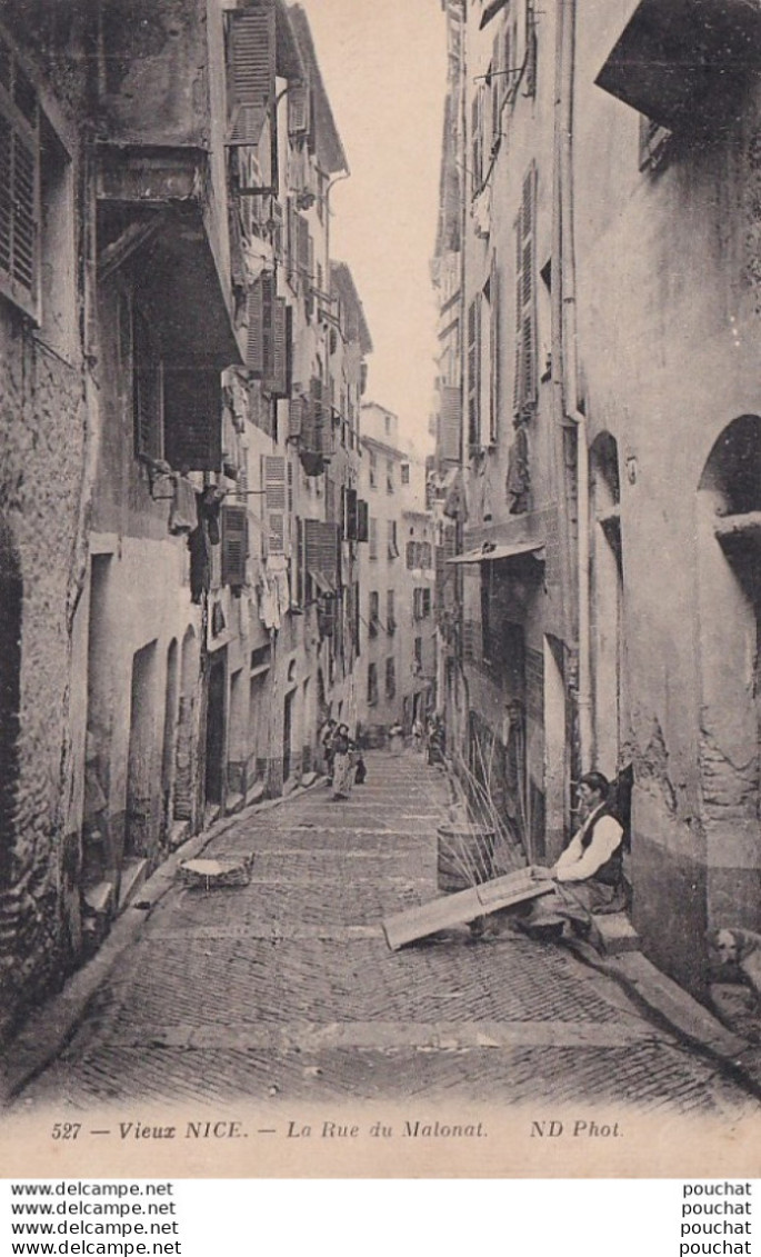 B18-06) VIEUX NICE - LA RUE DU MALONAT - ( ANIMEE - ARTISAN VANNIER AU TRAVAIL - 2 SCANS ) - Vita E Città Del Vecchio Nizza