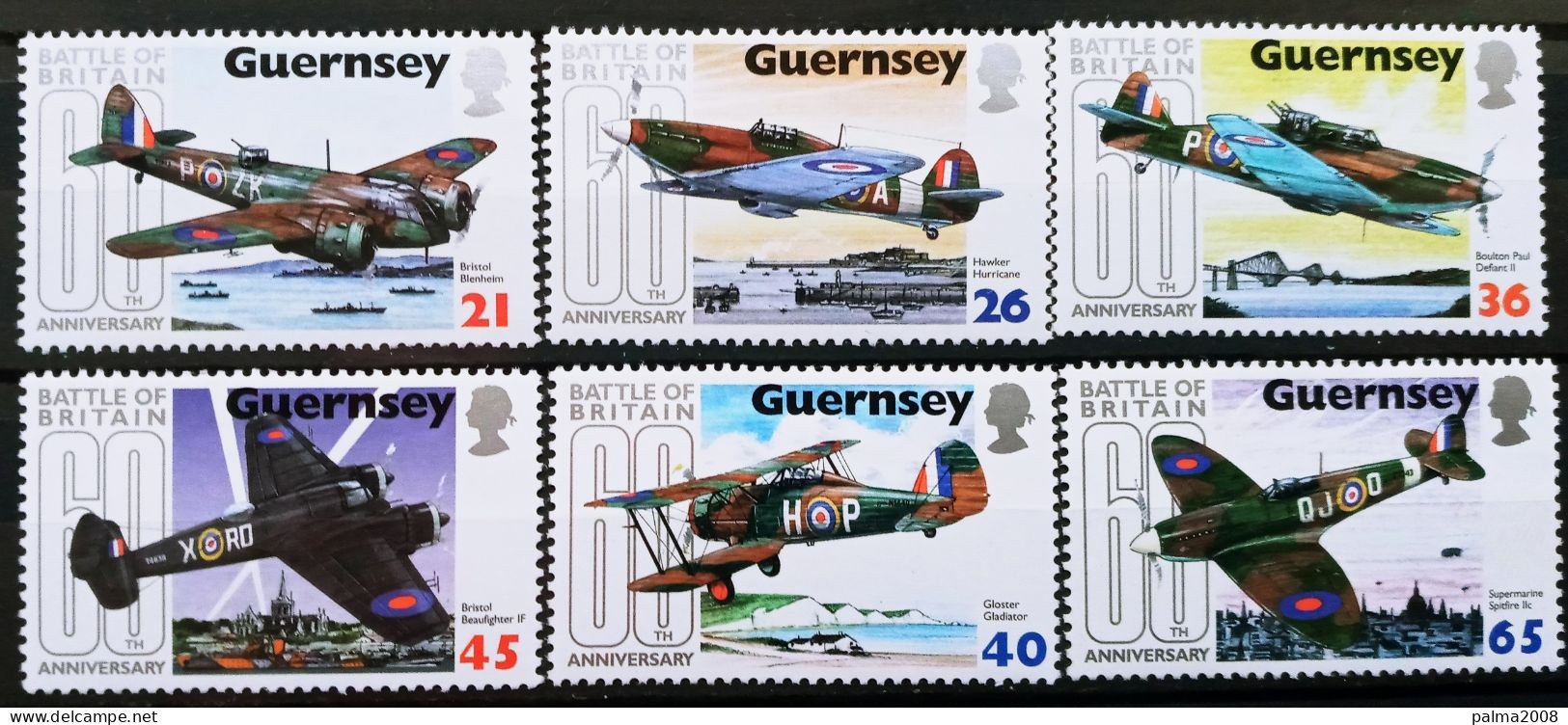 GUERNESEY IVERT 855/60 NUEVOS ** - AVIONES - 60º ANIV. DE LA BATALLA DE INGLATERRA - Guernsey