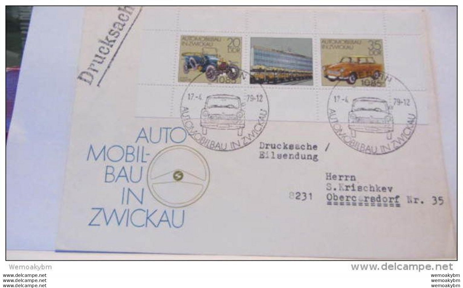 DDR : Ds-Eil-Brief Mit Klb "Automobilbau Zwickau" Mit SoSt. Berlin 1085 Vom 17.4.79 Knr: 2412/3 - Lettres & Documents