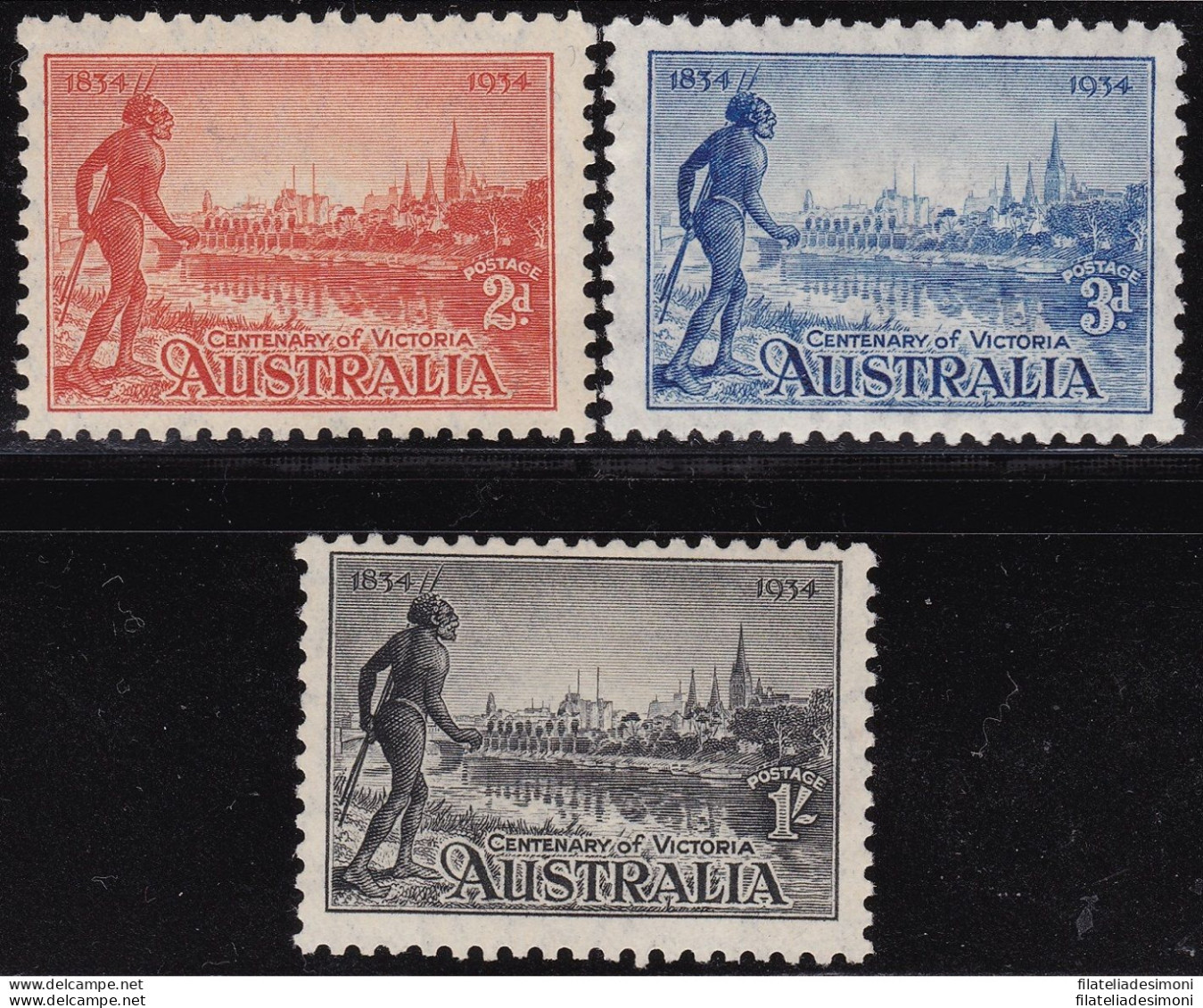 1934 AUSTRALIA - SG 147a/149a Set Of 3 MH/* GUM TONES - Otros & Sin Clasificación