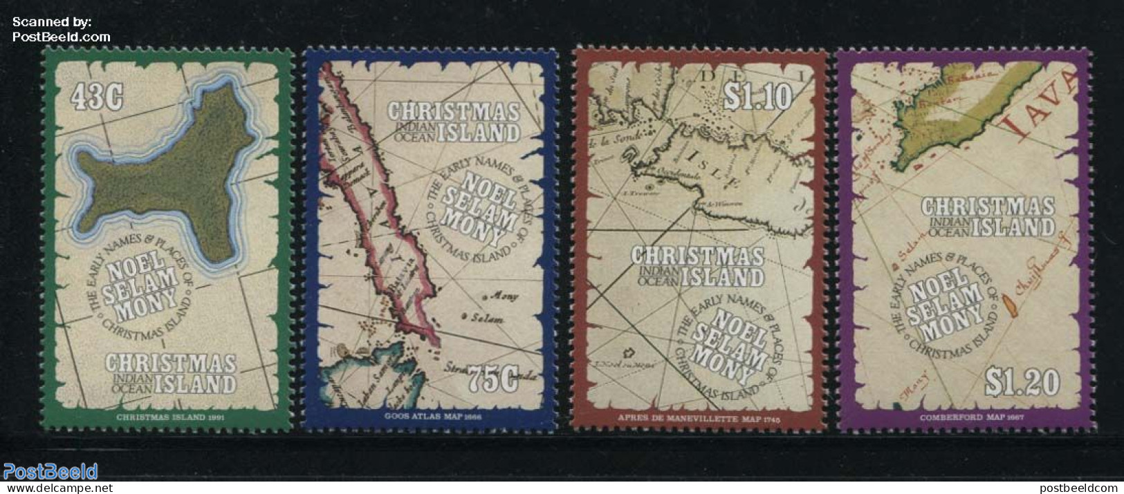 Christmas Islands 1991 Maps 4v, Mint NH, Various - Maps - Geography
