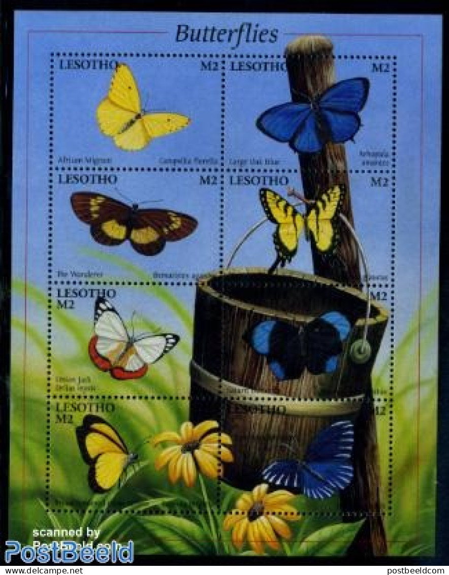 Lesotho 2001 Butterflies 8v M/s, Mint NH, Nature - Butterflies - Lesotho (1966-...)