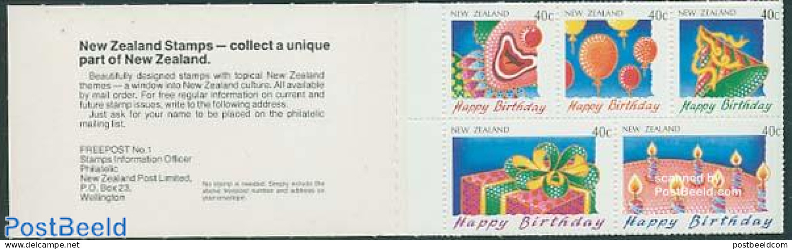 New Zealand 1991 Happy Birthday 5v In Booklet (40c Stamps), Mint NH, Performance Art - Various - Circus - Stamp Bookle.. - Neufs