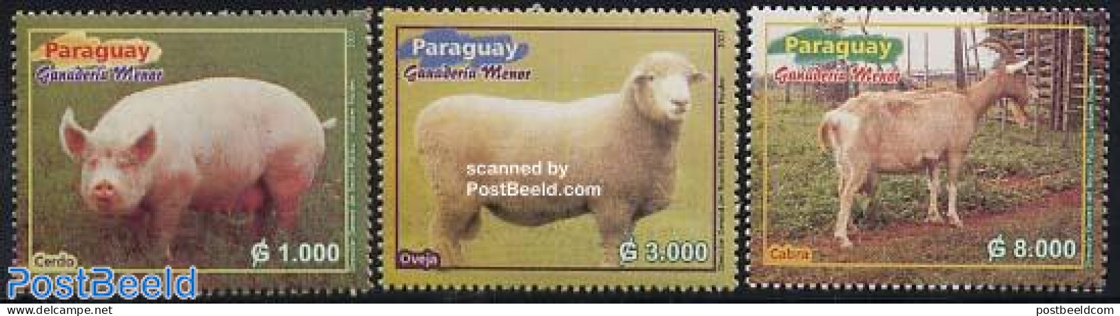 Paraguay 2003 Ganaderia Menor 3v, Mint NH, Nature - Animals (others & Mixed) - Cattle - Paraguay