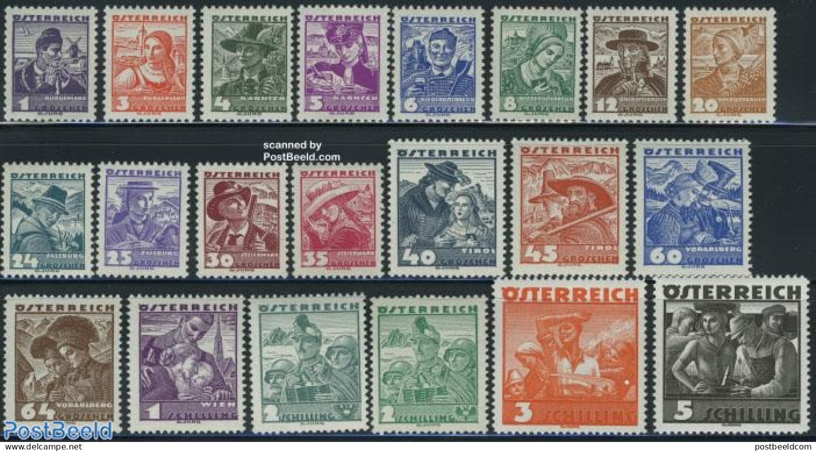 Austria 1934 Definitives, Costumes 21v, Mint NH, Religion - Sport - Various - Churches, Temples, Mosques, Synagogues -.. - Ungebraucht