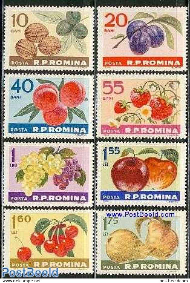 Romania 1963 Fruits 8v, Mint NH, Nature - Fruit - Wine & Winery - Unused Stamps