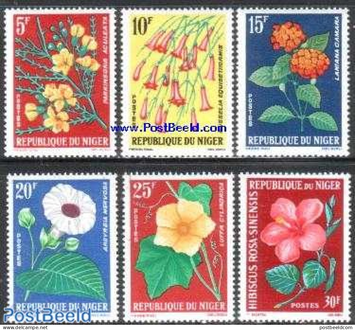 Niger 1964 Flowers 6v, Mint NH, Nature - Flowers & Plants - Niger (1960-...)