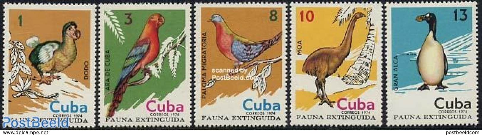 Cuba 1974 Birds 5v, Mint NH, Nature - Birds - Parrots - Penguins - Pigeons - Unused Stamps