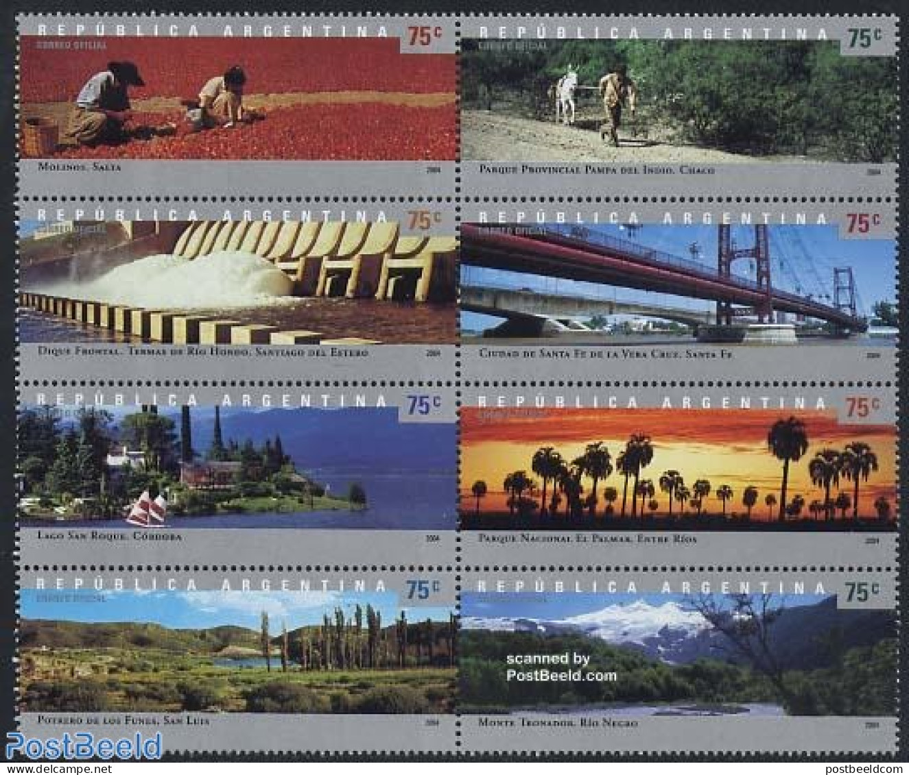 Argentina 2004 Landscapes 8v [+++], Mint NH, Nature - Sport - Transport - Various - Trees & Forests - Water, Dams & Fa.. - Nuevos