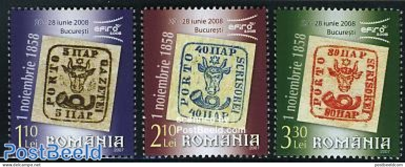 Romania 2007 Expo Efiro 3v, Mint NH, Stamps On Stamps - Neufs