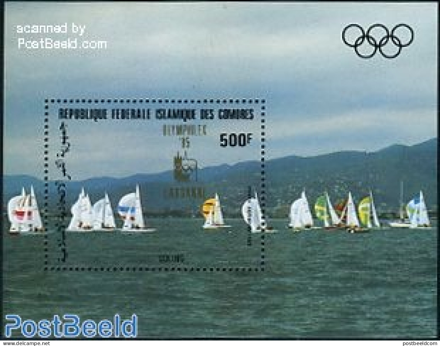 Comoros 1985 Olymphilex S/s, Mint NH, Sport - Transport - Olympic Games - Sailing - Ships And Boats - Vela