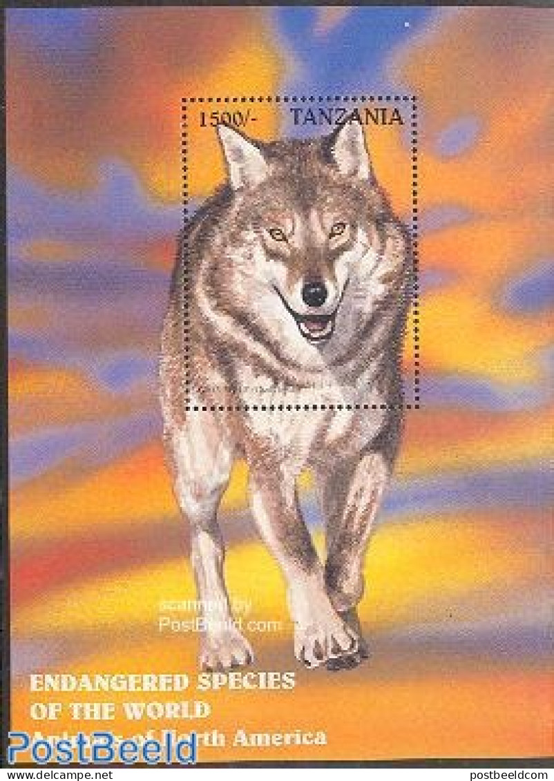 Tanzania 1997 Gray Wolf S/s, Mint NH, Nature - Animals (others & Mixed) - Tanzania (1964-...)