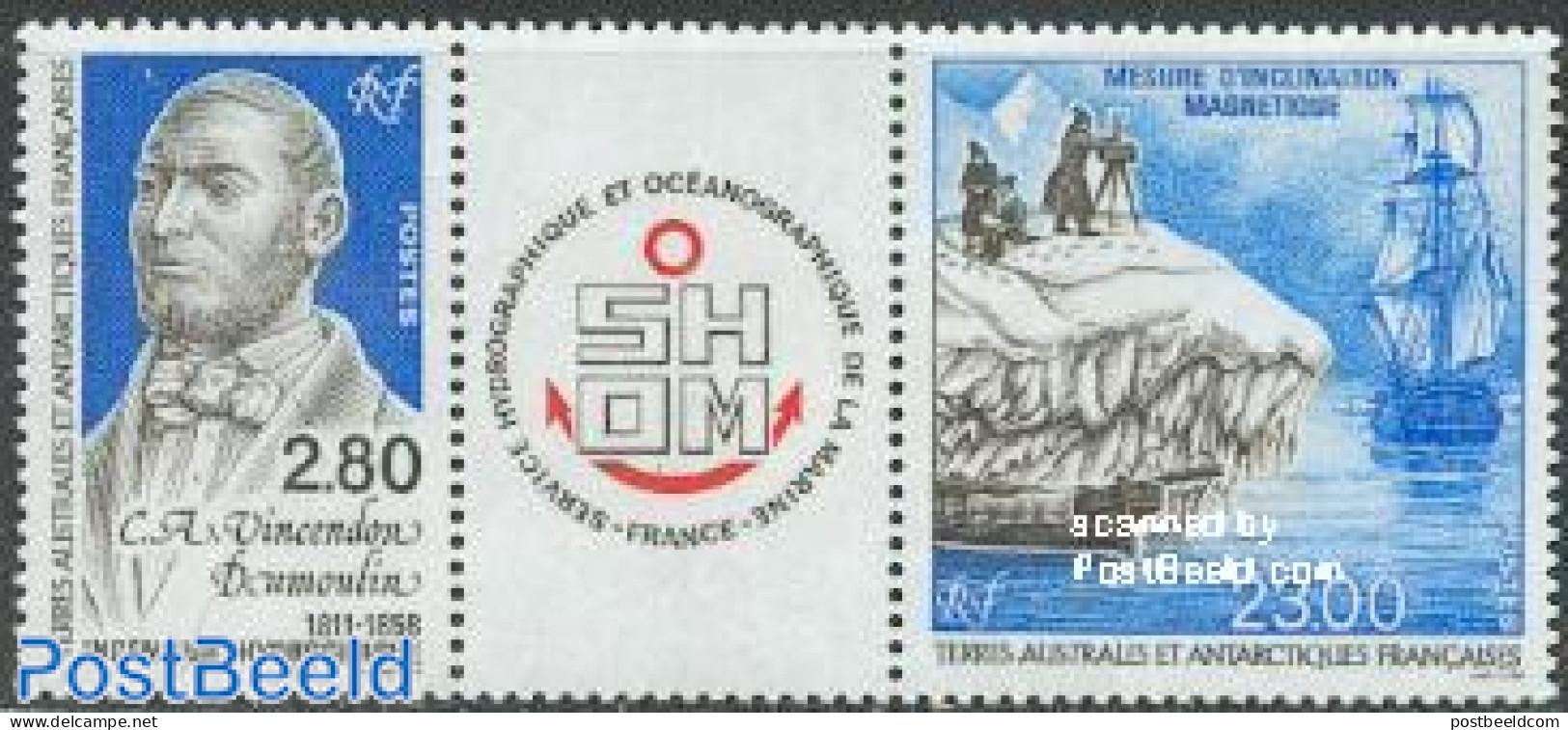 French Antarctic Territory 1994 Oceanographic Service 2v+tab [:T:], Mint NH, History - Science - Transport - Explorers.. - Neufs