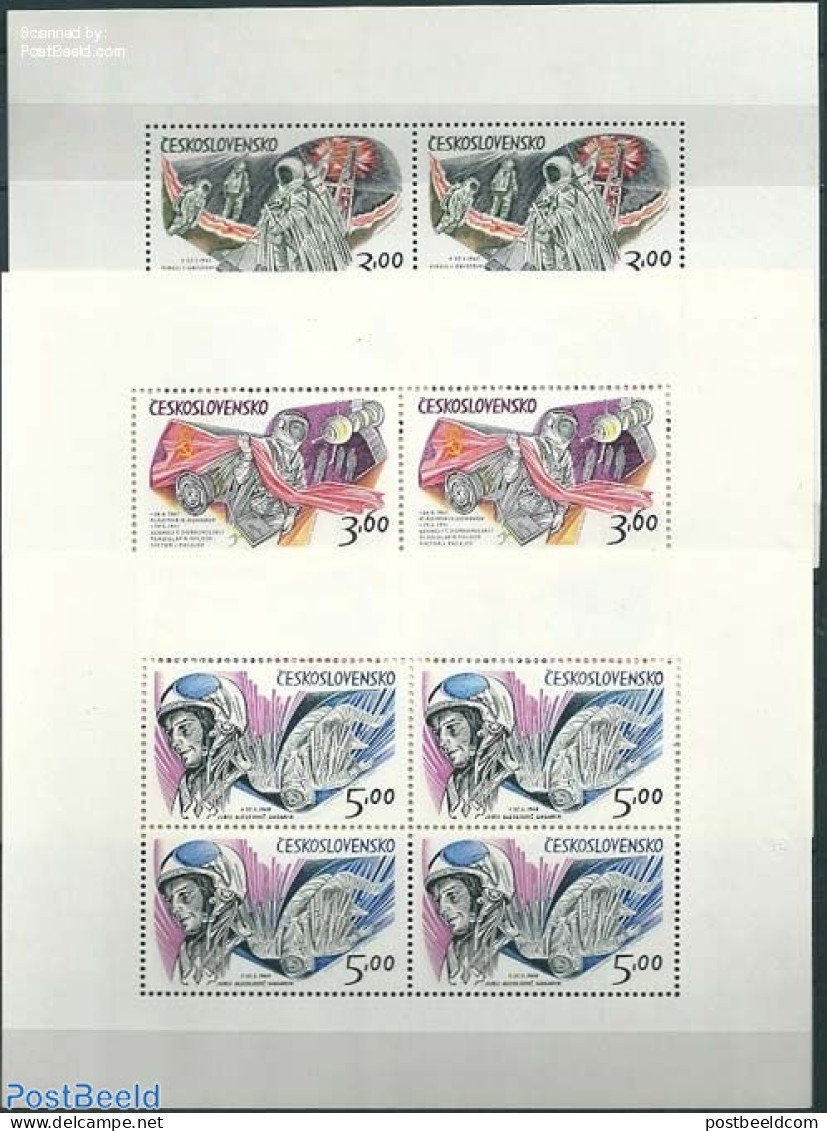 Czechoslovkia 1973 Space 3 M/ss, Mint NH, Transport - Space Exploration - Sonstige & Ohne Zuordnung