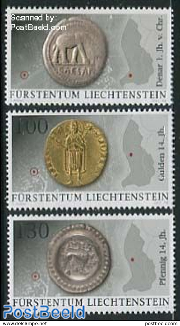 Liechtenstein 2014 Archeology, Coins 3v, Mint NH, History - Various - Archaeology - Maps - Money On Stamps - Ungebraucht