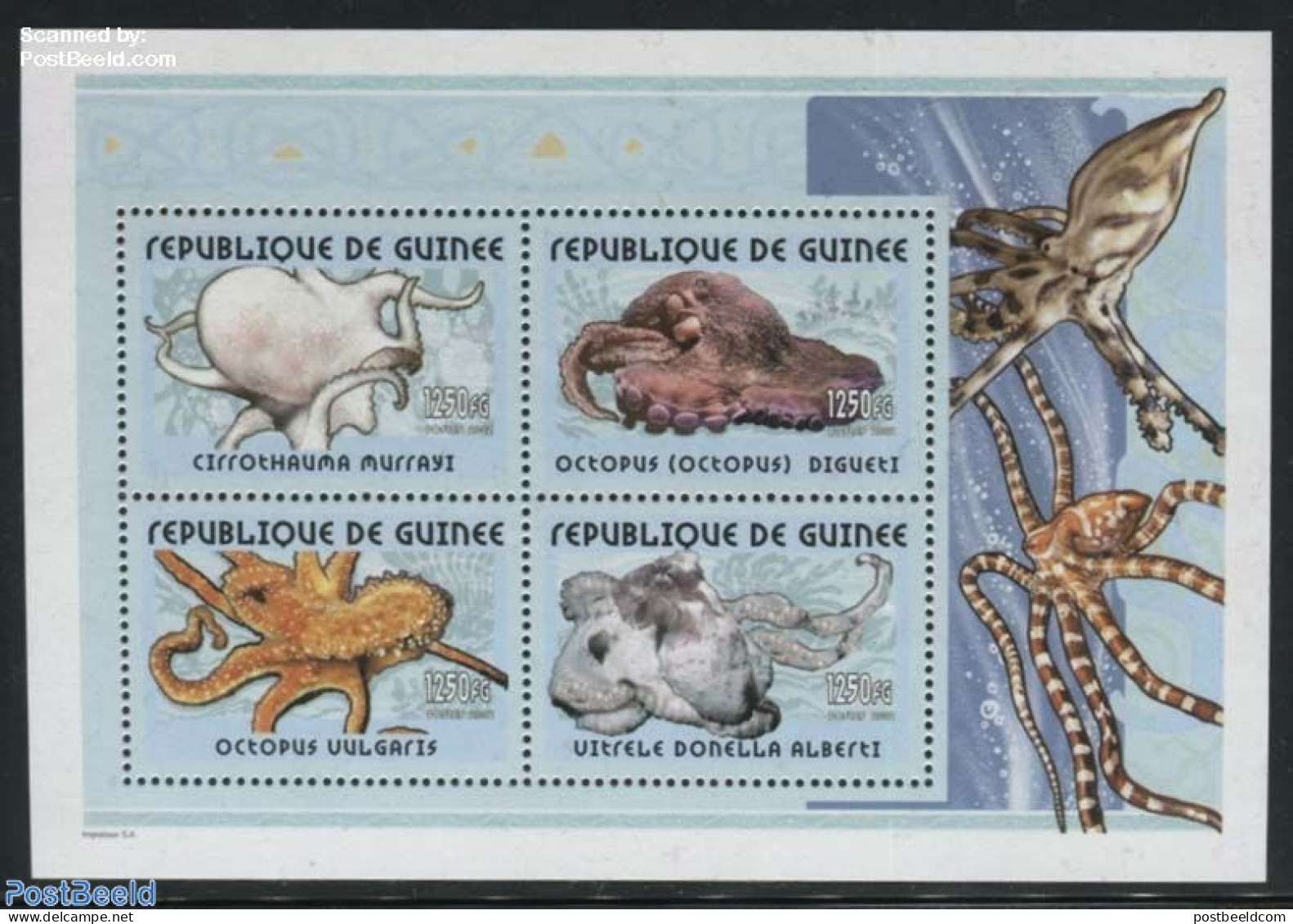 Guinea, Republic 2001 Octopusses 4v M/s, Mint NH, Nature - Shells & Crustaceans - Marine Life